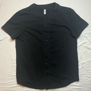 American Apparel Short-Sleeve Baseball Button-Up - (M) - Black